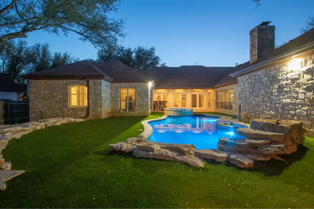 Hardscape 10 Outdoor Living Space Ideas Worth Stealing for Your Austin Backyard 10 A beautiful Austin home with hardscaping and outdoor living components that tie it all together